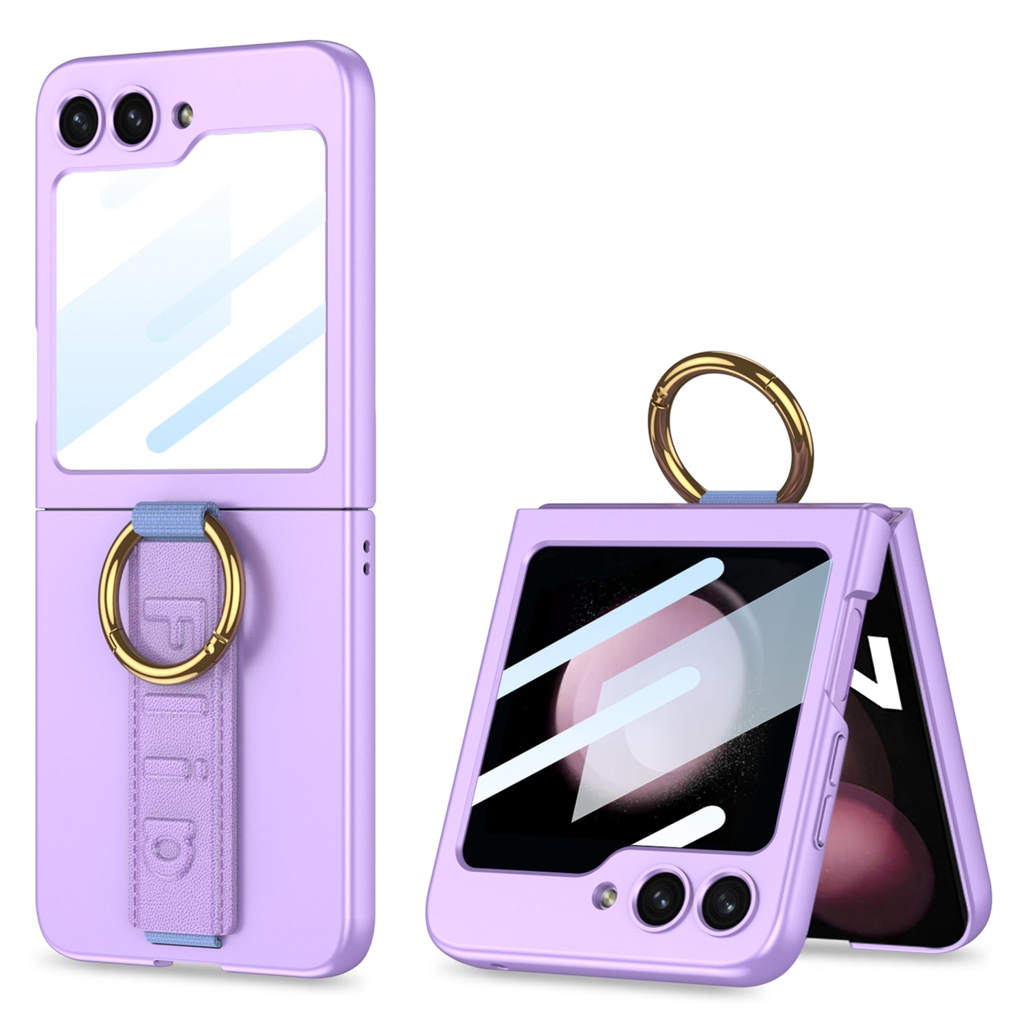 GKK For Samsung Galaxy Z Flip5 5G Wristband PC Phone Case Ring Kickstand Protective Cover with Integrated Rear Small Screen Film GKK For Samsung Galaxy Z Flip5 5G Wristband PC Phone Case Ring Kickstand Protective Cover with Integrated Rear Small Screen Film